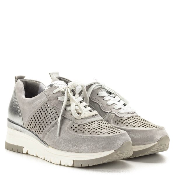 Tamaris sneakers ezüst színben, lyukacsos felsőrésszel - 1-23745-24 961 1