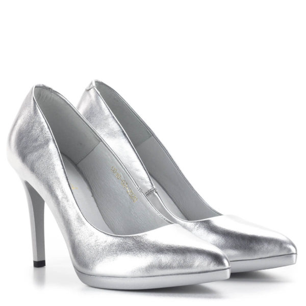 Carla Ricci platformos női magassarkú cipő ezüst színben 1