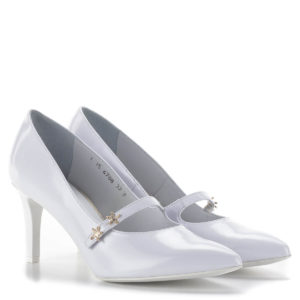 Anis fehér pántos magassarkú menyasszonyi cipő bőr béléssel 1