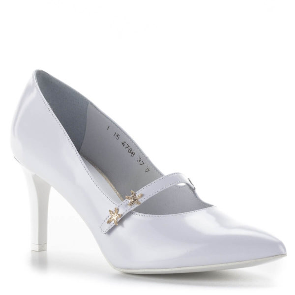 Anis fehér pántos magassarkú menyasszonyi cipő bőr béléssel 2
