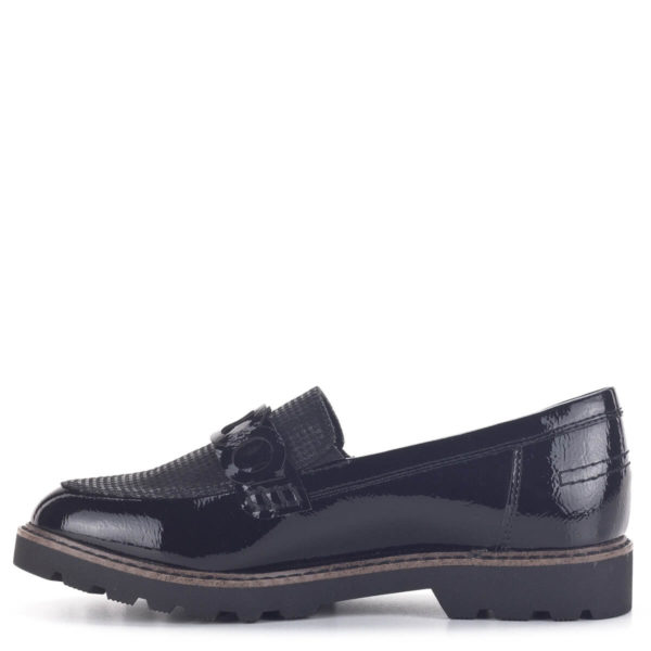 Tamaris cipő lapos talppal, fekete lakk loafer - Tamaris 1-24312-25 098