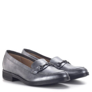 Anis cipő ezüstszürke színben, 2,5 cm-es sarokkal - Elegáns lapos belebújós női cipő
