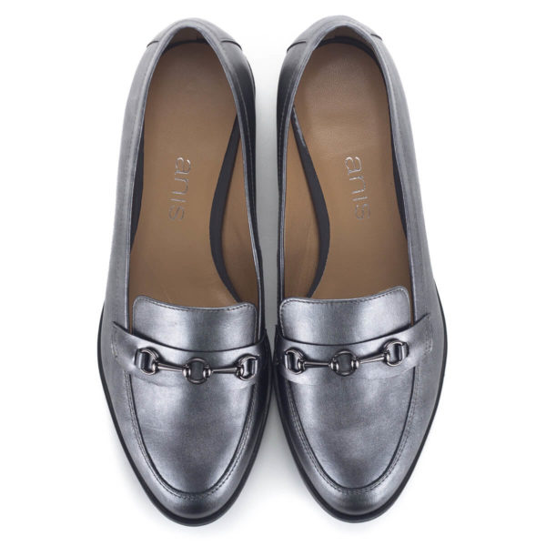 Anis cipő ezüstszürke színben, 2,5 cm-es sarokkal - Elegáns lapos belebújós női cipő