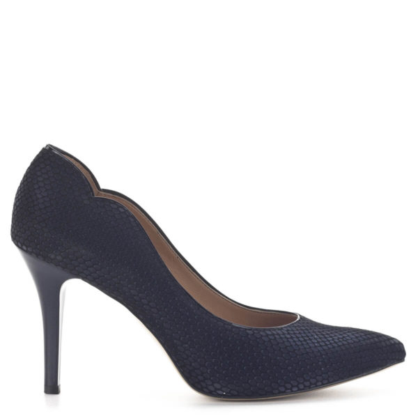 Kék Anis magassarkú cipő 9 cm magas sarokkal. Extra mintás bőrből készült, bőr béléssel. Elegáns alkalmi cipő.