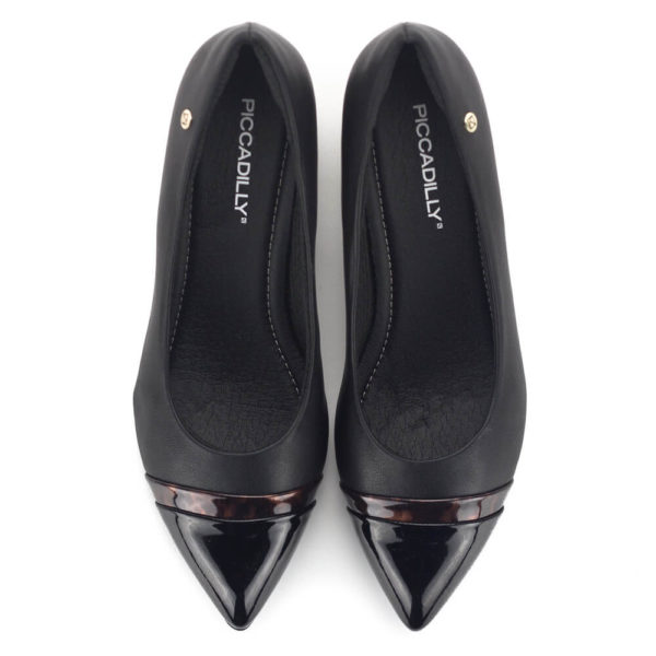 Elegáns fazonú fekete színű Piccadilly női cipő 4 cm-es mintás sarokkal