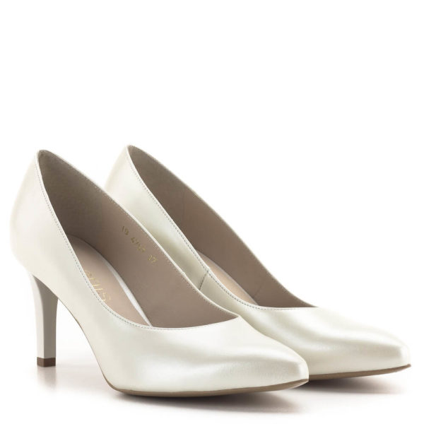 Anis cipő - Törtfehér színű magas sarkú elegáns női bőr cipő