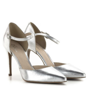 Palazzo ezüst magassarkú cipő 9,5 cm-es sarokkal. Gyönyörű magassarkú, pántos cipő, kívül-belül bőr