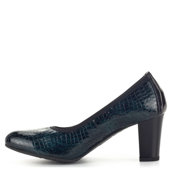 Bioeco női magassarkú cipő zöld színű lakk bőrből, bőr béléssel. Sarka 5,5 cm