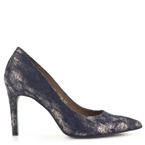 Kék Anis cipő 9 cm-es bevont sarokkal. Gyönyörű, különleges mintázatú bőr cipő, puha párnázott talpbéléssel és bőr béléssel készült