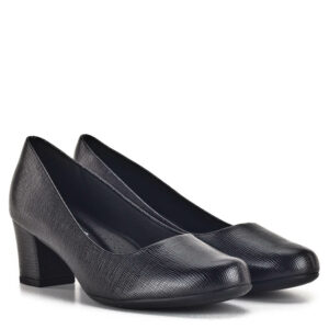 Piccadilly fekete női cipő apró mintás felsőrésszel, 5cm  magasságú tömbsarokkal. Nagyon kényelmes, hajlékony talpú női cipő, puha párnázott talpbéléssel.