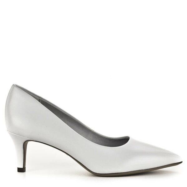 Fehér Tamaris magassarkú cipő 6 centis vékony sarokkal és memóriahabos TouchIt béléssel. A Tamaris Essentials kollekció tagja.
