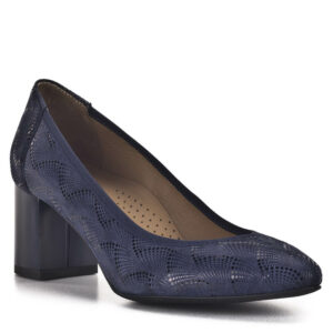 Kék Anis cipő 7 cm-es sarokkal. Elegáns női magassarkú mintás felületű bőrből, bőr béléssel. 