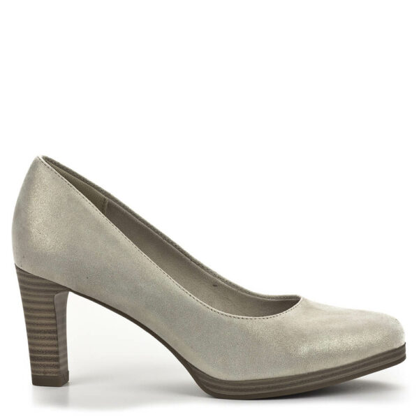 Tamaris női magassarkú bőr cipő arany csillogással. Platformos talpú fazon memóriahabos TouchIt béléssel készült