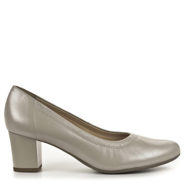 Bioeco női magassarkú cipő gyöngyház fényű bézs színben, 6 cm magas sarokkal. Bőr cipő bőr béléssel. Bioeco 5522 2351