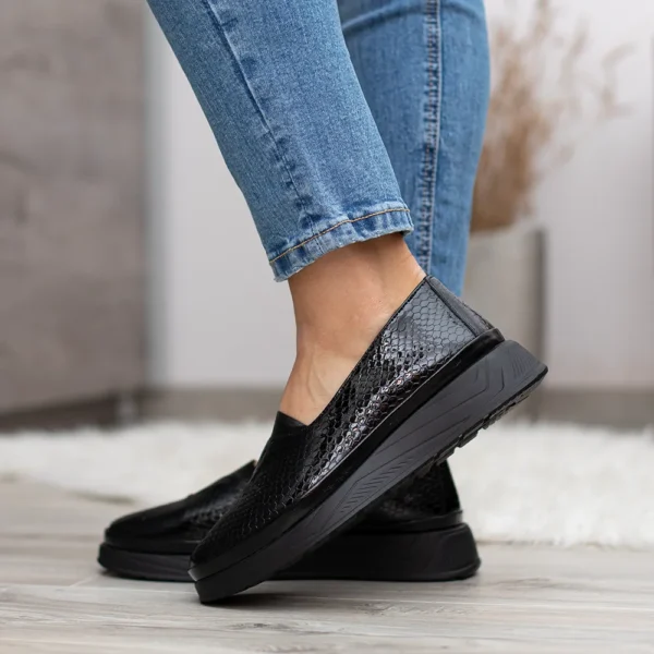 Evromoda fekete lakk belebújós női bőr cipő - Evromoda 794-602 06-07 T BLACK