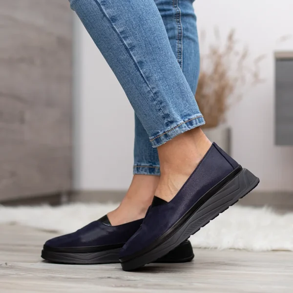 Evromoda kék belebújós női bőr cipő - Evromoda 794-602 01-25 T BLUE