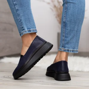 Evromoda kék belebújós női bőr cipő - Evromoda 794-602 01-25 T BLUE