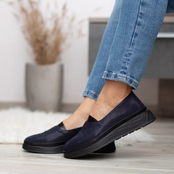 Evromoda kék belebújós női bőr cipő - Evromoda 794-602 01-25 T BLUE
