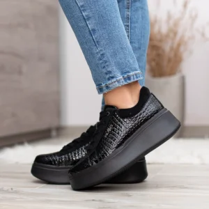 Filippo lakk bőr fűzős női cipő - Filippo DP7412/25 BK CR
