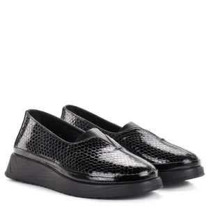 Evromoda fekete lakk belebújós női bőr cipő - Evromoda 794-602 06-07 T BLACK