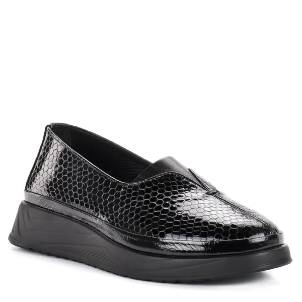 Evromoda fekete lakk belebújós női bőr cipő - Evromoda 794-602 06-07 T BLACK