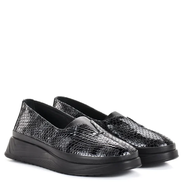 Evromoda lakk belebújós női bőr cipő - Evromoda 794-602 06-12 T GREY