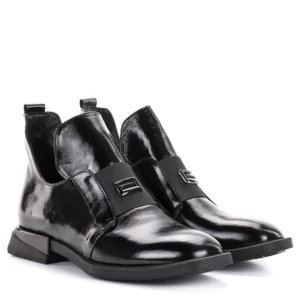 Evromoda női bőr bebújós bokacipő - Evromoda 049-1738-62 T BLACK