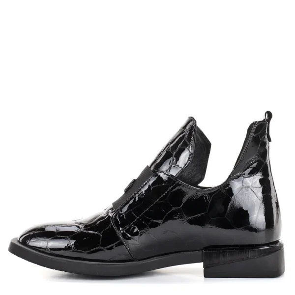 Evromoda női bőr bokacipő lakk bőrből - Evromoda 049-1738-64 T BLACK