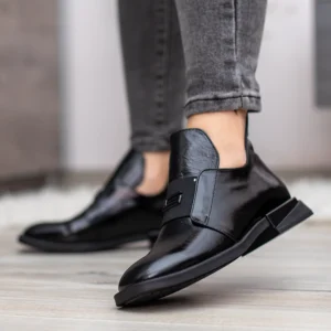Evromoda női bőr bebújós bokacipő - Evromoda 049-1738-62 T BLACK