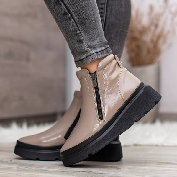 Evromoda női bőr bokacsizma bézs színben - Evromoda 773-1925-028 T BEIGE