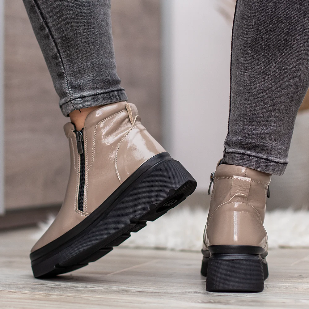 Evromoda női bőr bokacsizma bézs színben - Evromoda 773-1925-028 T BEIGE