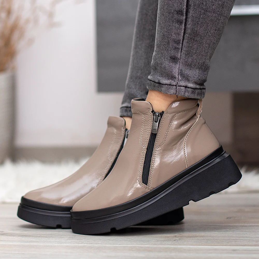 Evromoda női bőr bokacsizma bézs színben - Evromoda 773-1925-028 T BEIGE