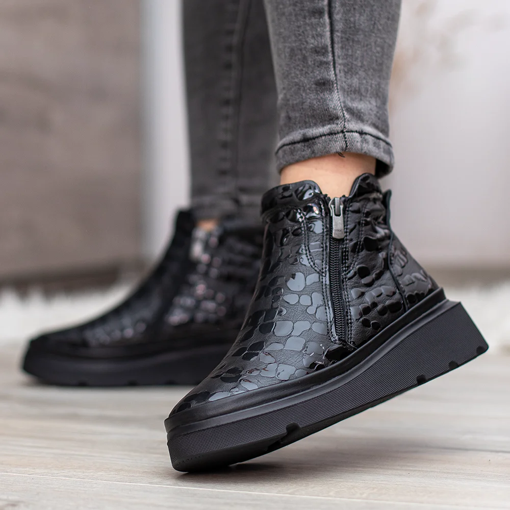 Evromoda női bőr bokacsizma fekete színben - Evromoda 773-1925-070 T BLACK