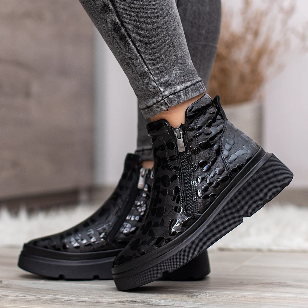 Evromoda női bőr bokacsizma fekete színben - Evromoda 773-1925-070 T BLACK