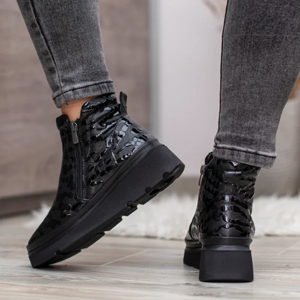 Evromoda női bőr bokacsizma fekete színben - Evromoda 773-1925-070 T BLACK