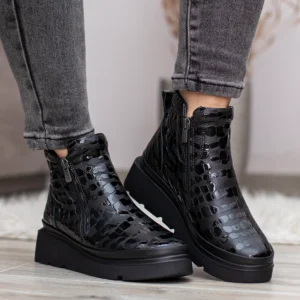 Evromoda női bőr bokacsizma fekete színben - Evromoda 773-1925-070 T BLACK