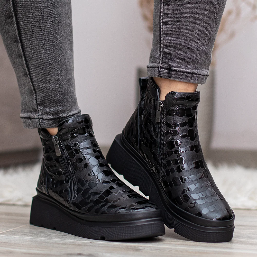 Evromoda női bőr bokacsizma fekete színben - Evromoda 773-1925-070 T BLACK