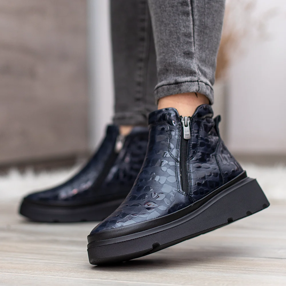 Evromoda női bőr bokacsizma kék színben - Evromoda 773-1925-071 T BLUE