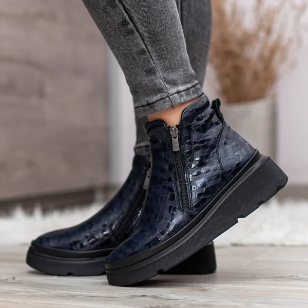 Evromoda női bőr bokacsizma kék színben - Evromoda 773-1925-071 T BLUE