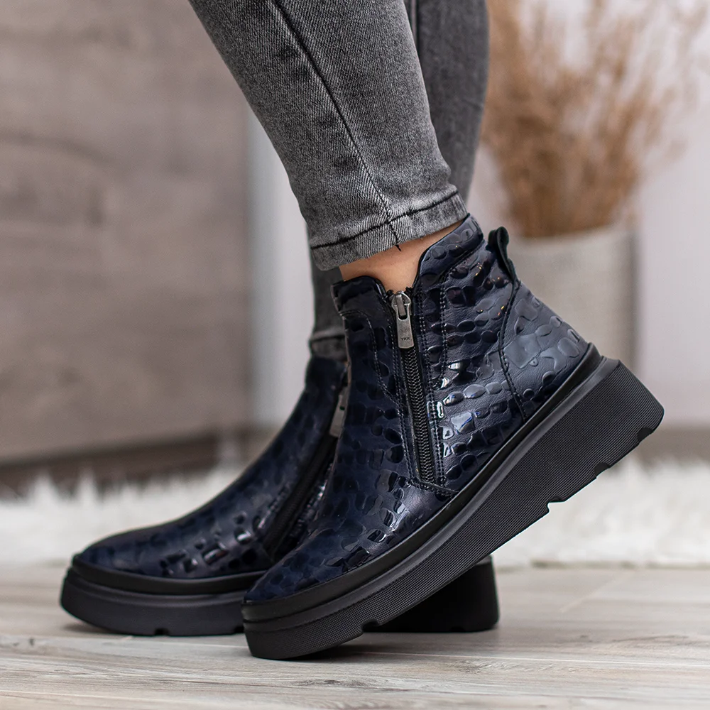 Evromoda női bőr bokacsizma kék színben - Evromoda 773-1925-071 T BLUE