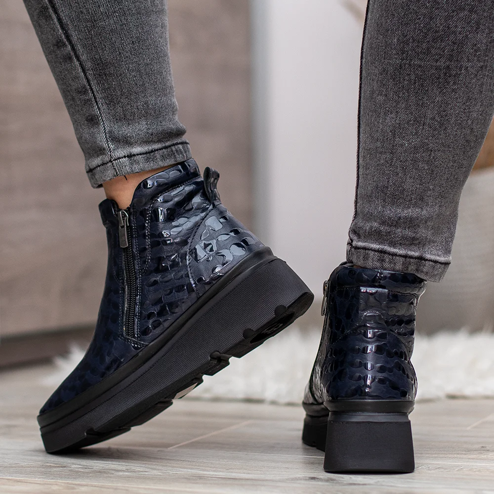 Evromoda női bőr bokacsizma kék színben - Evromoda 773-1925-071 T BLUE