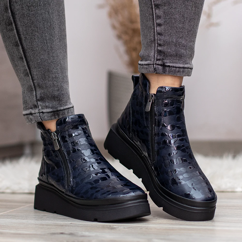 Evromoda női bőr bokacsizma kék színben - Evromoda 773-1925-071 T BLUE