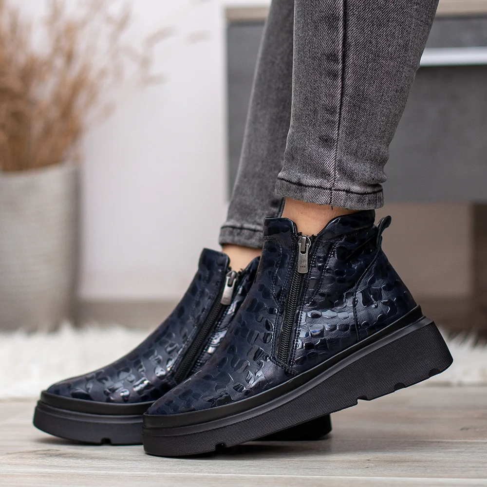 Evromoda női bőr bokacsizma kék színben - Evromoda 773-1925-071 T BLUE