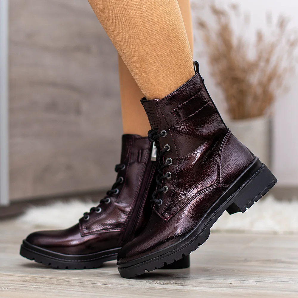 Tamaris bordó lakk női bakancs - Tamaris 1-25236-43 568