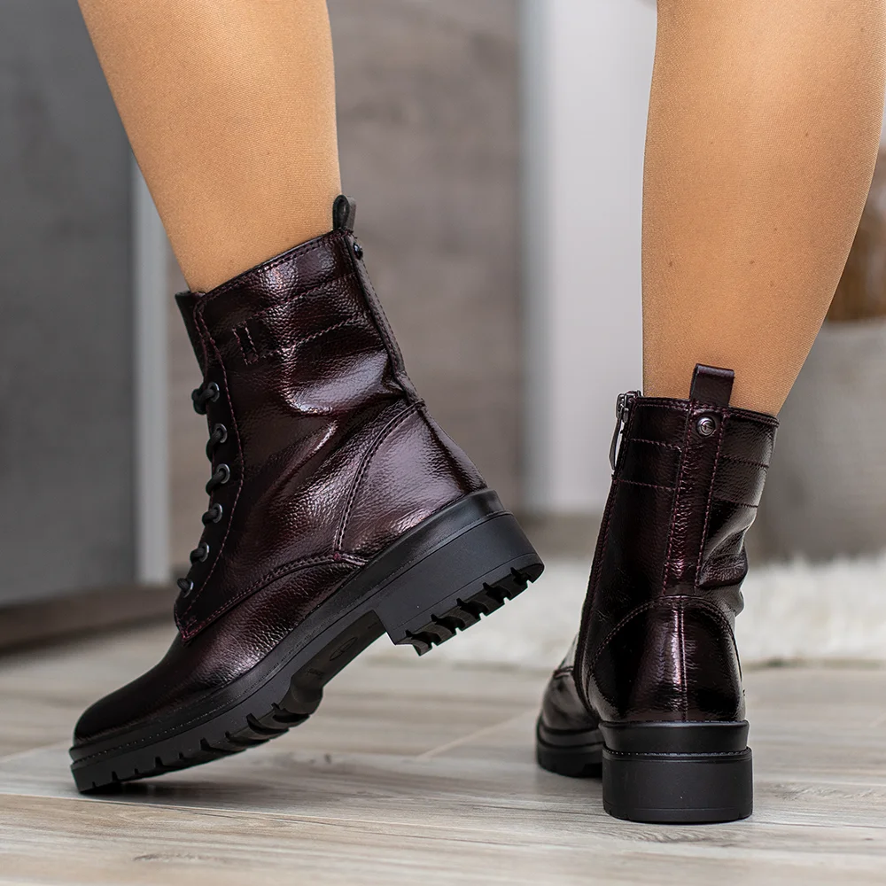 Tamaris bordó lakk női bakancs - Tamaris 1-25236-43 568