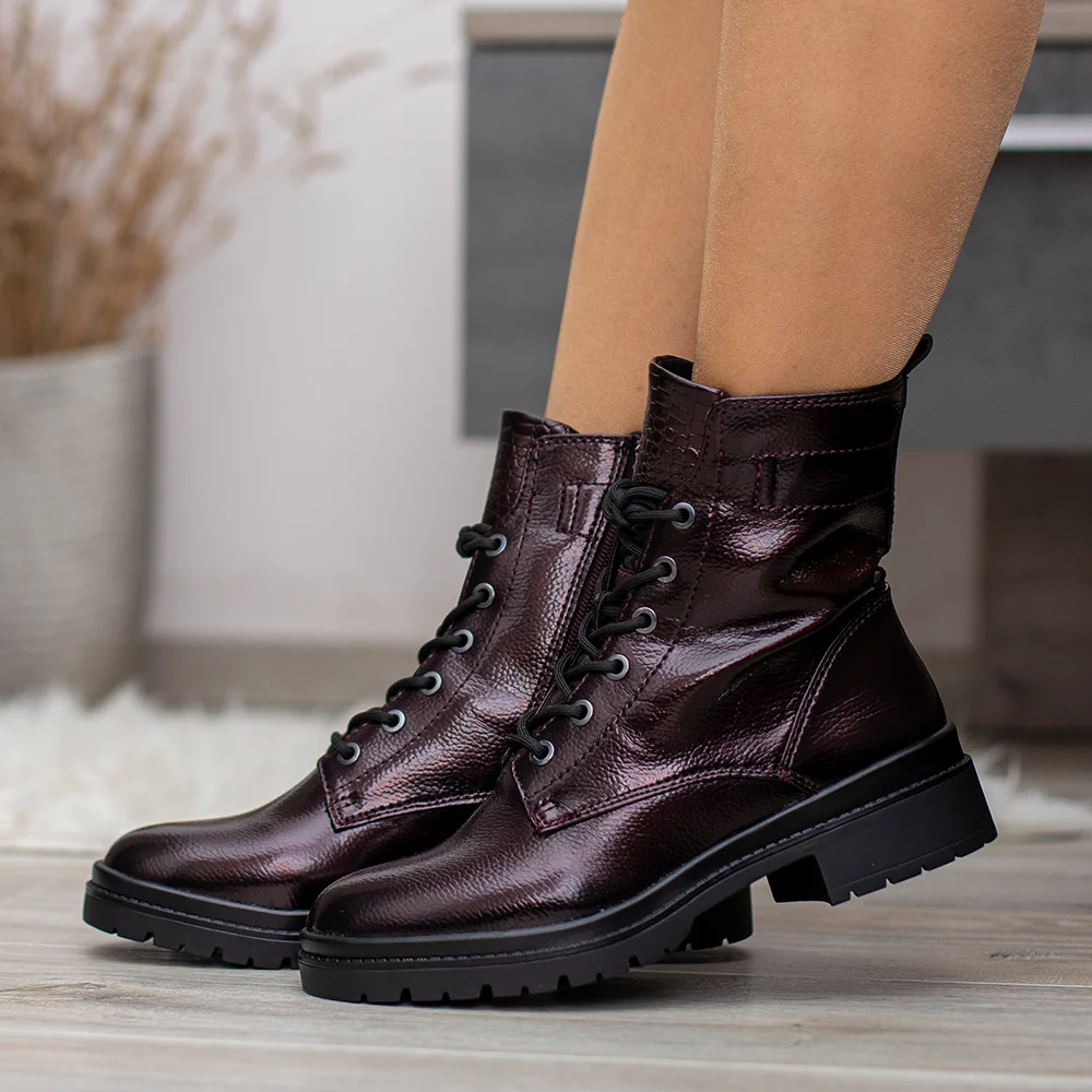 Tamaris bordó lakk női bakancs - Tamaris 1-25236-43 568