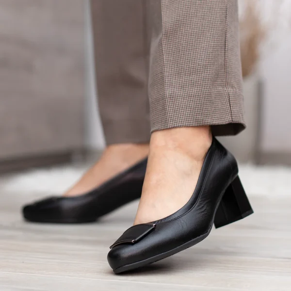 Pulso fekete elegáns női magassarkú cipő - Pulso AF-1505 Czarny Cichan
