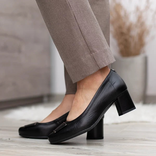 Pulso fekete elegáns női magassarkú cipő - Pulso AF-1505 Czarny Cichan