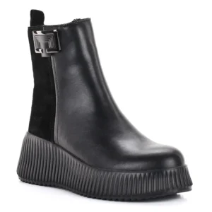 Filippo bőr+velúr bőr lapos női bokacsizma - Filippo DP 7268/25 BK