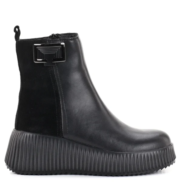 Filippo bőr+velúr bőr lapos női bokacsizma - Filippo DP 7268/25 BK